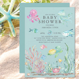 Invitación de Baby Shower Cute Under the Sea