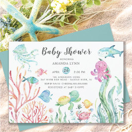 Invitación de Baby Shower Cute Under the Sea