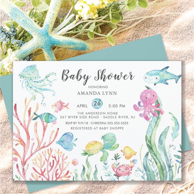 Invitación de Baby Shower Cute Under the Sea (Subido por el creador)