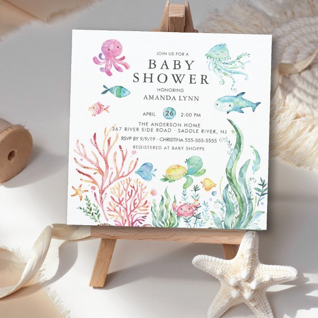 Invitación de Baby Shower Cute Under the Sea (Subido por el creador)
