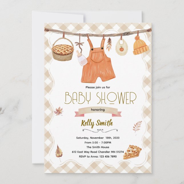 Invitación de Baby Shower Cutie Pie (Anverso)