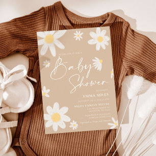 Invitación de Baby Shower Daisy Beige