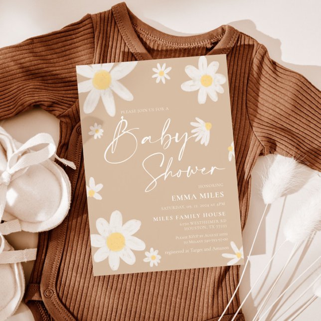 Invitación de Baby Shower Daisy Beige (Subido por el creador)