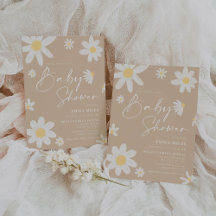 Invitación de Baby Shower Daisy Beige