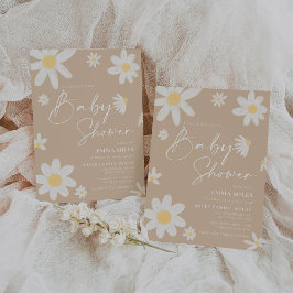 Invitación de Baby Shower Daisy Beige