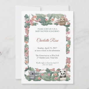 Invitación de Baby Shower Darling Hideaway Animals