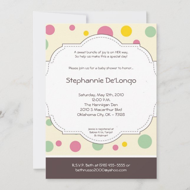 Invitación de Baby Shower de 5 horas al día, 7 día (Anverso)