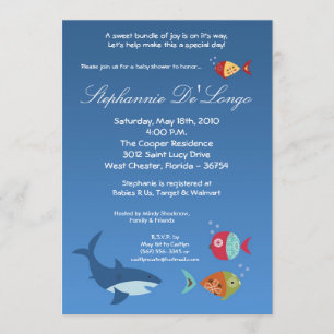 Invitación de Baby Shower de 5 x 7 bajo Sea SharkF