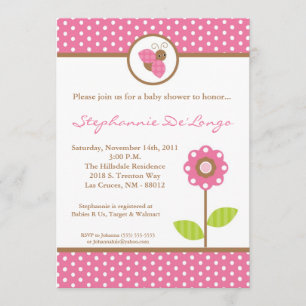 Invitación de Baby Shower de 5x7 Lady Bug Spring