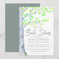 Invitación de baby shower de abedul en primavera c