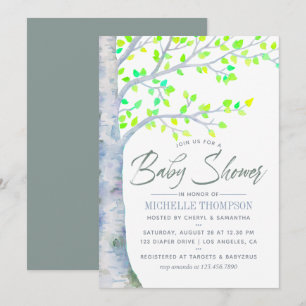 Invitación de baby shower de abedul en primavera c