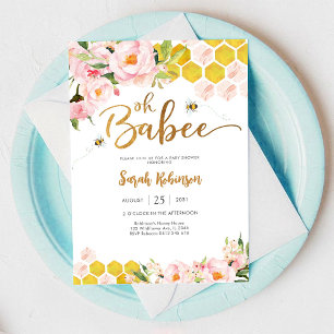 Invitación de Baby Shower de Abeja