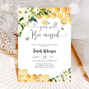 Invitación de Baby Shower de Abeja