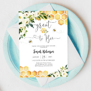 Invitación de Baby Shower de Abeja
