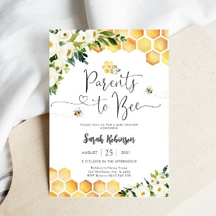 Invitación de Baby Shower de Abeja