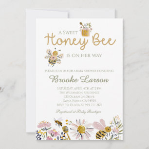 Invitación de Baby Shower de Abeja de Miel Dulce