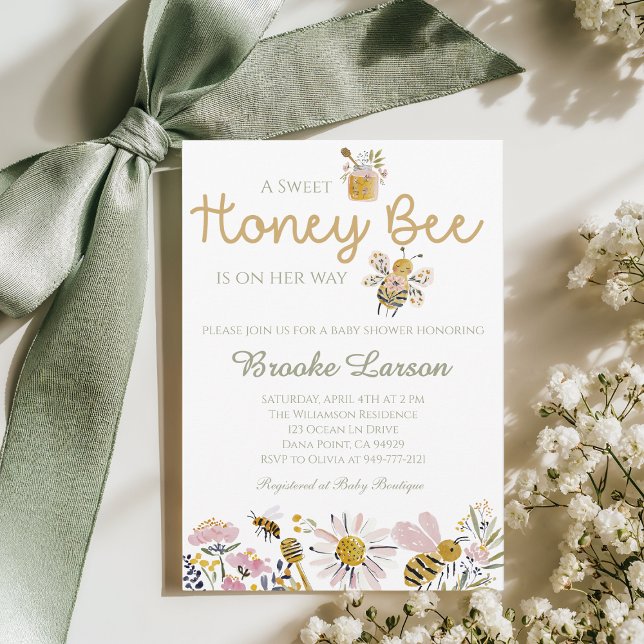 Invitación de Baby Shower de Abeja de Miel Dulce (Subido por el creador)