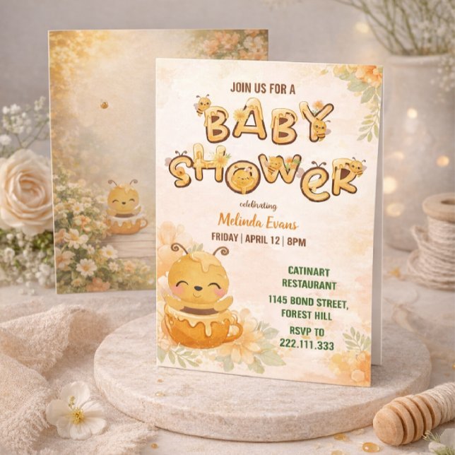Invitación de Baby Shower de Abeja de Miel Dulce (Subido por el creador)