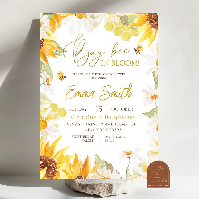 Invitación de Baby Shower de Abeja Girasol Margari (Subido por el creador)