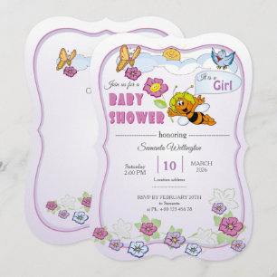 Invitación de Baby Shower de Abeja para Niña 