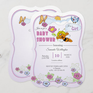 Invitación de Baby Shower de Abeja para Niña 