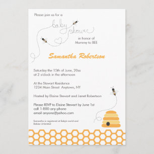 Invitación de Baby Shower de abejas chispeantes