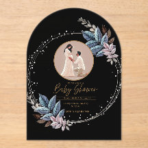 Invitación de baby shower de acrílico negro