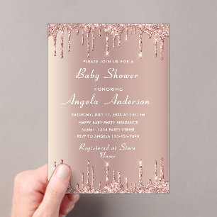 Invitación de Baby Shower de acrílico Purpurina de