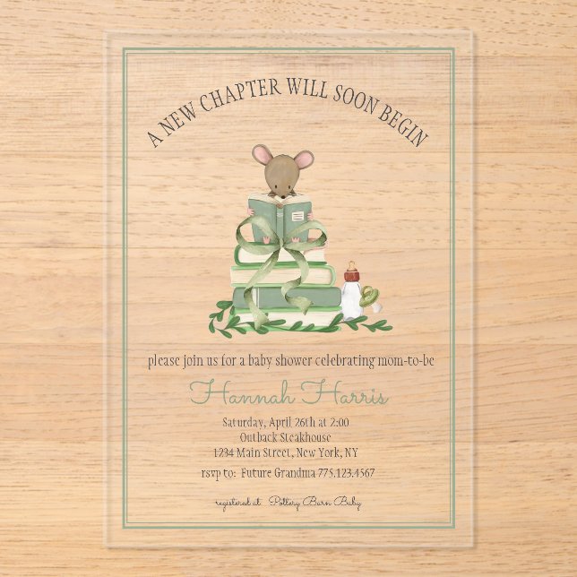 Invitación de baby shower de acrílico Un Nuevo Cap (Anverso)