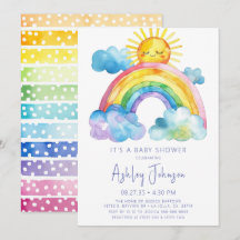 Invitación de Baby Shower de Acuarela Arcoíris