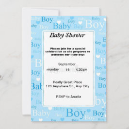 invitación de baby shower de acuarela azul