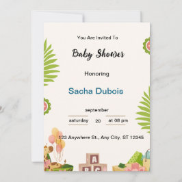 invitación de baby shower de acuarela azul