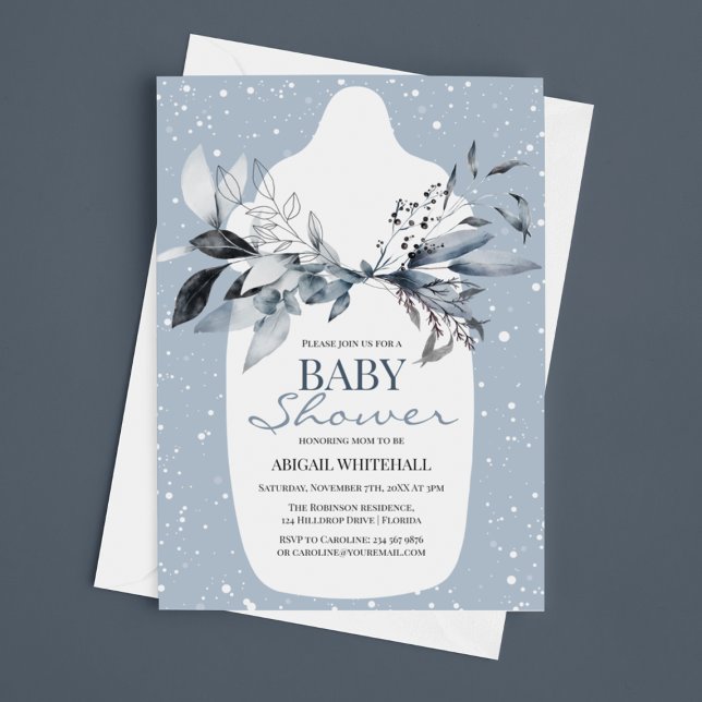 Invitación de baby shower de acuarela azul de invi (Subido por el creador)