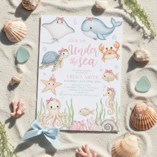 invitación de baby shower de acuarela bajo el mar 