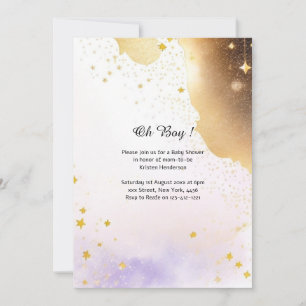 Invitación de Baby Shower de Acuarela Celestial