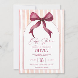 Invitación de baby shower de acuarela con lazo de 