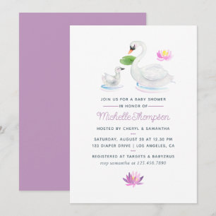 invitación de baby shower de acuarela de cisne