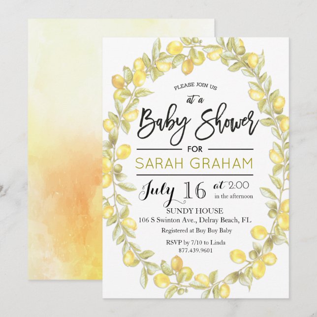 Invitación de Baby Shower de Acuarela de Corona de (Anverso / Reverso)