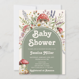 Invitación de Baby Shower de Acuarela de Hongos Li