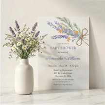 Invitación de baby shower de acuarela de lavanda c