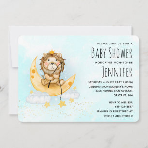 Invitación de Baby Shower de Acuarela de León Pesc