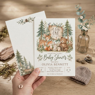 Invitación de baby shower de acuarela del bosque