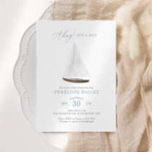 Invitación de Baby Shower de Acuarela Náutica de B