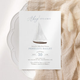 Invitación de Baby Shower de Acuarela Náutica de B