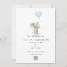 Invitación de Baby Shower de Acuarela para Elefant