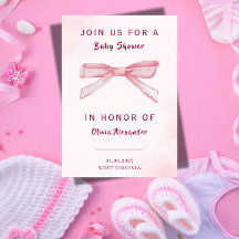 Invitación de Baby Shower de Acuarela Rosa Elegant