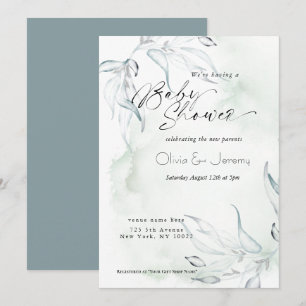 Invitación de Baby Shower de Acuarela Rústica con 
