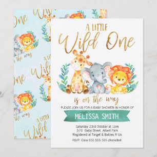 Invitación de Baby Shower de Acuarela Safari Salva