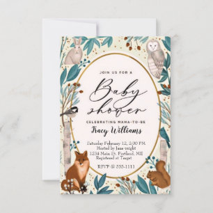 Invitación de baby shower de adorables animales de