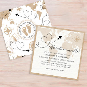 Invitación de Baby Shower de Adventure Awaits Trav